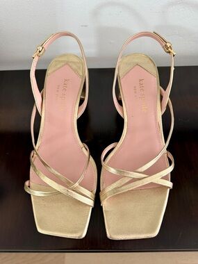 Kate Spade Renee Pale Gold Strappy Heels - Size 8.5